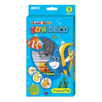 Glass Deco Barvy na sklo - 6 barev 10,5 ml + 6 sklíček Mořské ryby