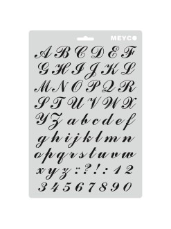 Meyco šablona okrasná psací písmena + čísla