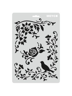 Meyco šablona květiny s ptáčkem