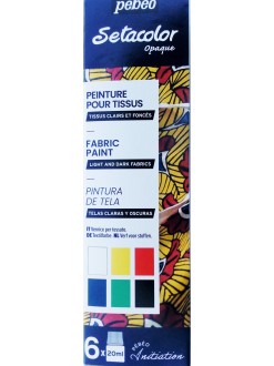 Pebeo Setacolor sada 6x20 ml barvy na světlý i tmavý textil