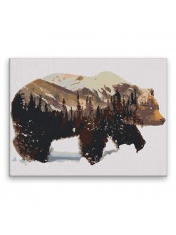 Malování podle čísel - Les a medvěd - 40x30 cm