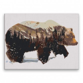 Malování podle čísel - Les a medvěd - 40x30 cm