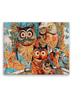 Malování podle čísel - Velikonoční sovy - 40x50 cm