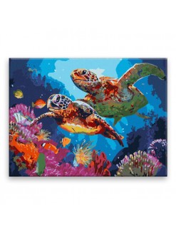 Malování podle čísel - Mořské želvy - 40x30 cm