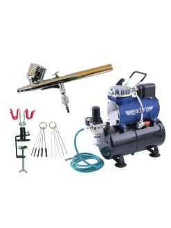 Airbrush sestava: pistole Adler 7704, kompresor, stojánek, kartáčky na čištění