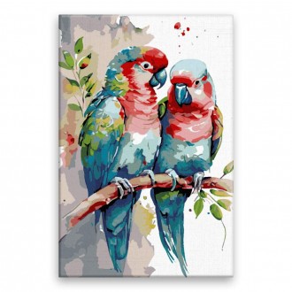 Malování podle čísel - Klábosející papoušcí - 40x60 cm