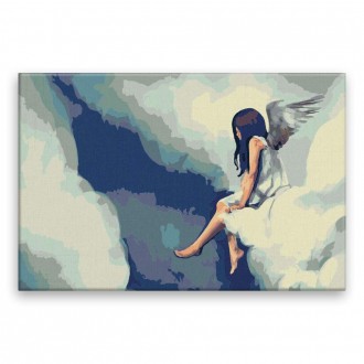 Malování podle čísel - Anděl na oblaku - 60x40 cm