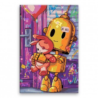 Malování podle čísel - Zlatý robot - 40x60 cm
