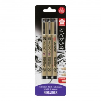 Sada Pigma Micron Black 2+1 (Pigma Brush zdarma)