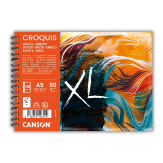 Canson XL Croquis Waves skicák v krouž. vazbě (krémový, A5, 80 listů, 90 g/m²)