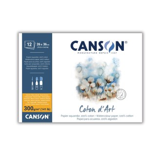 Canson Coton d’Art, 100% bavlna, za studena lisovaný, lepený, 26 x 36 cm