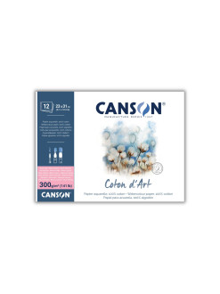Akvarelový skicák Canson Coton d’Art, 100% bavlna, za tepla lisovaný, lepený, 23 x 31 cm