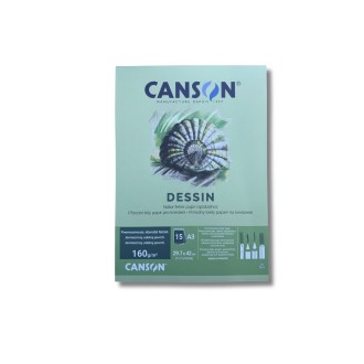 Canson studentský skicák A3 (29,7 x 42 cm) pro kresbu, 160 g, 15 listů, lepený