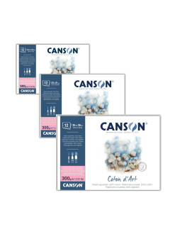 Akvarelový skicák Canson Coton d’Art, 100% bavlna, za tepla lisovaný, lepený