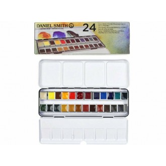 Daniel Smith akvarelové barvy v plechové krabičce, 24ks + plechová krabička 24 ks