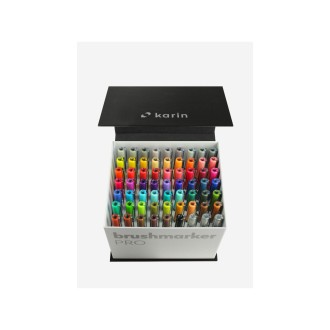 Sada štětečkových akvarelových fixů Karin Brushmarker PRO - 60ks +blender