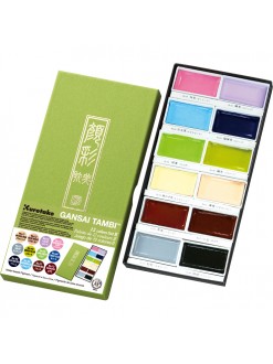 Akvarelové barvy - Kuretake Gansai Tambi sada 12 ks - Pastelové odstíny
