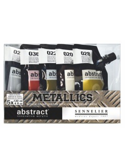 Sada akrylů Sennelier Abstract, metalické odstíny 5 x 120ml