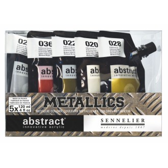 Sada akrylů Sennelier Abstract, metalické odstíny 5 x 120ml