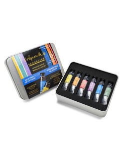 Sennelier sada iridescentních akvarelových barev v plech. krabičce, tuby 6 x 10 ml