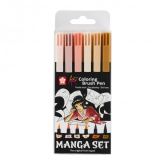 KOI "Manga" Coloring Brush pen - sada štětečkových akvarelových fixů, 6ks