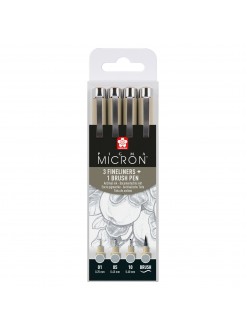 Sakura Pigma Micron 4 ks Light Cool Gray (3x liner + 1x brush)