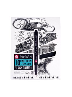 Sakura Pigma Micron sada 10 ks (black edition) + pouzdro
