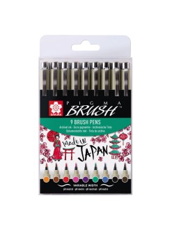 Sada Sakura Pigma Brush 9 ks - různé odstíny, štětečkový hrot