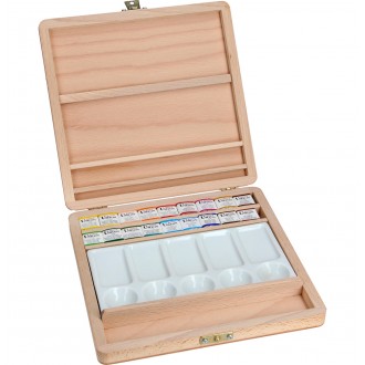 UMTON akvarel dřevěná kazeta - porcelánová paleta 18 x 2.6ml