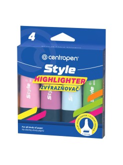 Centropen - zvýrazňovače, 4 ks, pastelové barvy