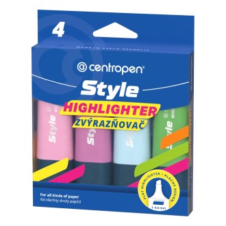 Centropen - zvýrazňovače, 4 ks, pastelové barvy
