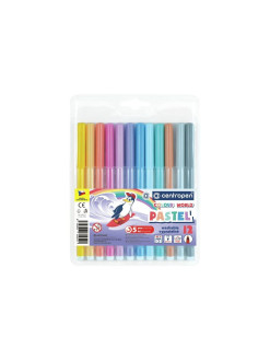 Sada školních fixů Centropen Colour World pastelové barvy, 12 kusů, vypratelné