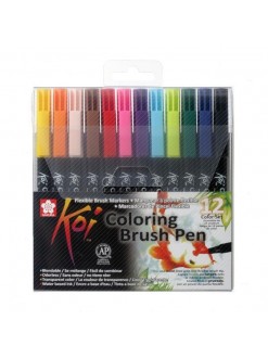 KOI Coloring Brush pen - sada štětečkových akvarelových fixů, 12ks