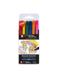 KOI "Bright" Coloring Brush pen - sada akvarelových fixů, 6ks