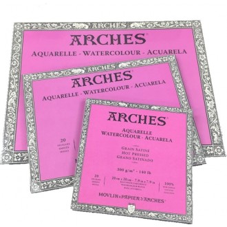 Arches blok lepený ze4 str., za tepla lisovaný, 20 l. bavlna, 20 x 20 cm