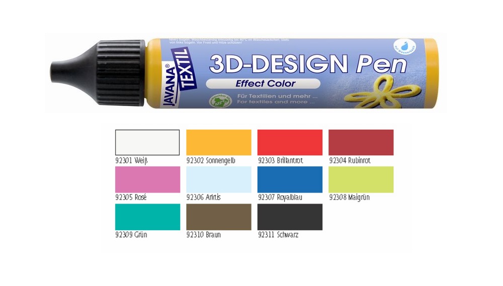 3D Design Pen na světlý a tmavý textil 29 ml, rubínová