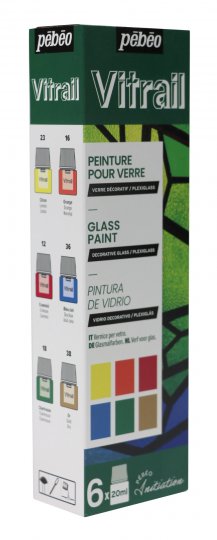Pébéo Vitrail - barvy na sklo, sada 6x20 ml