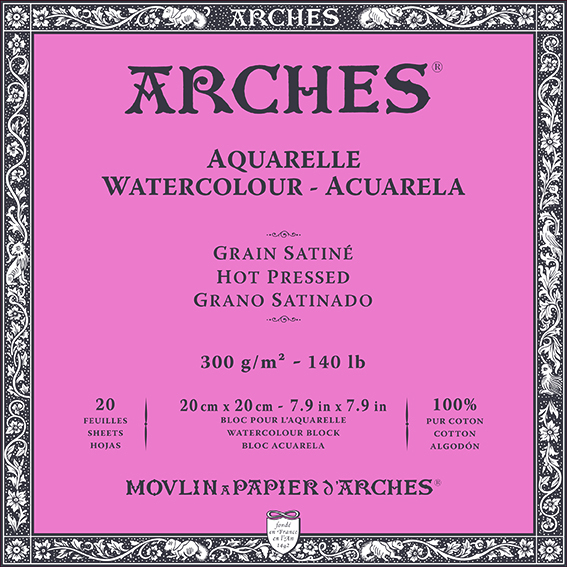 Arches blok lepený ze4 str., za tepla lisovaný, 20 l. bavlna, 18 x 26 cm
