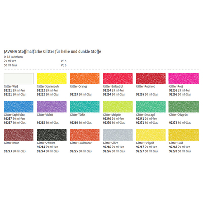 Barva na textil třpytivá Javana pen 29 ml, bílá