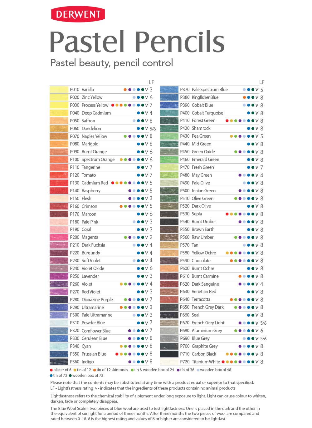 Derwent Pastel v tužce - různé barvy, P010 VANILLA